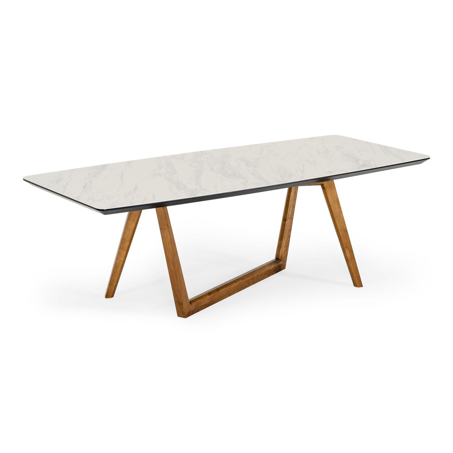 James Walnut and White Rectangular Dining Table