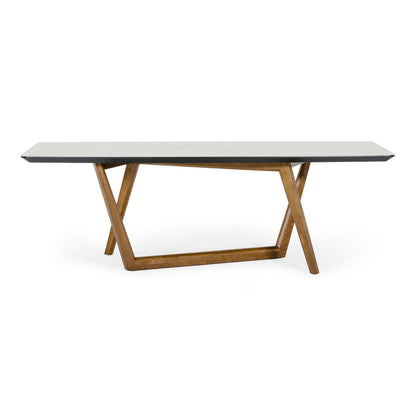 James Walnut and White Rectangular Dining Table