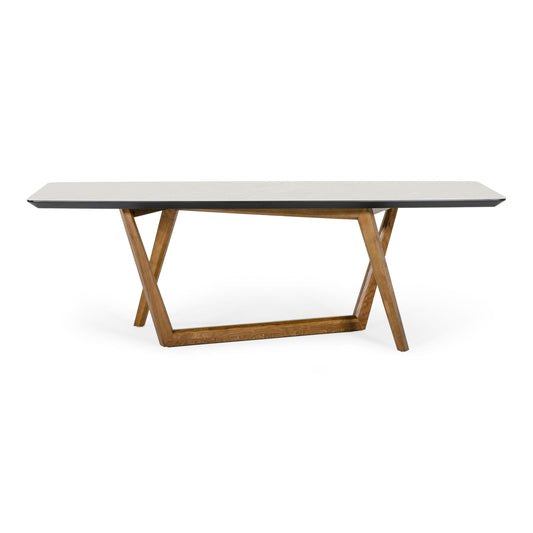 James Walnut and White Rectangular Dining Table