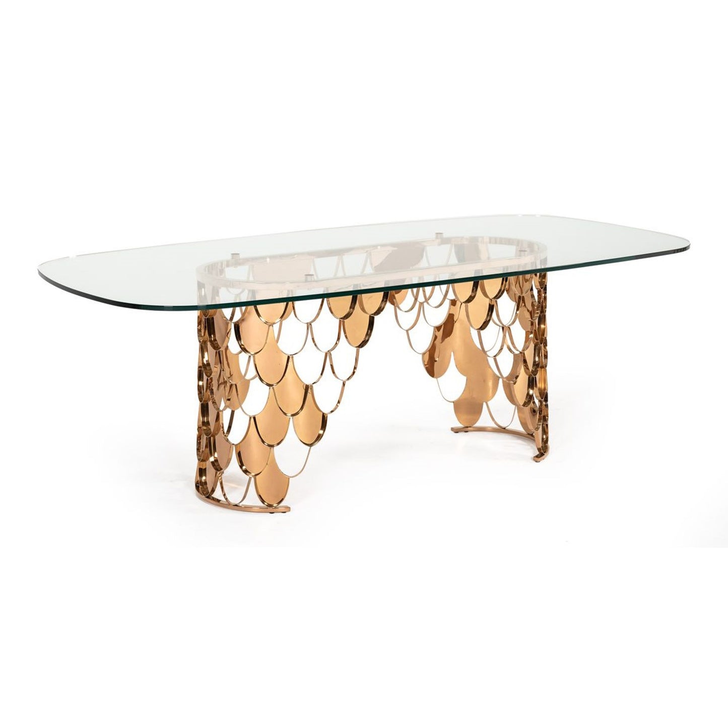 Javier Glass and Rose Gold Dining Table