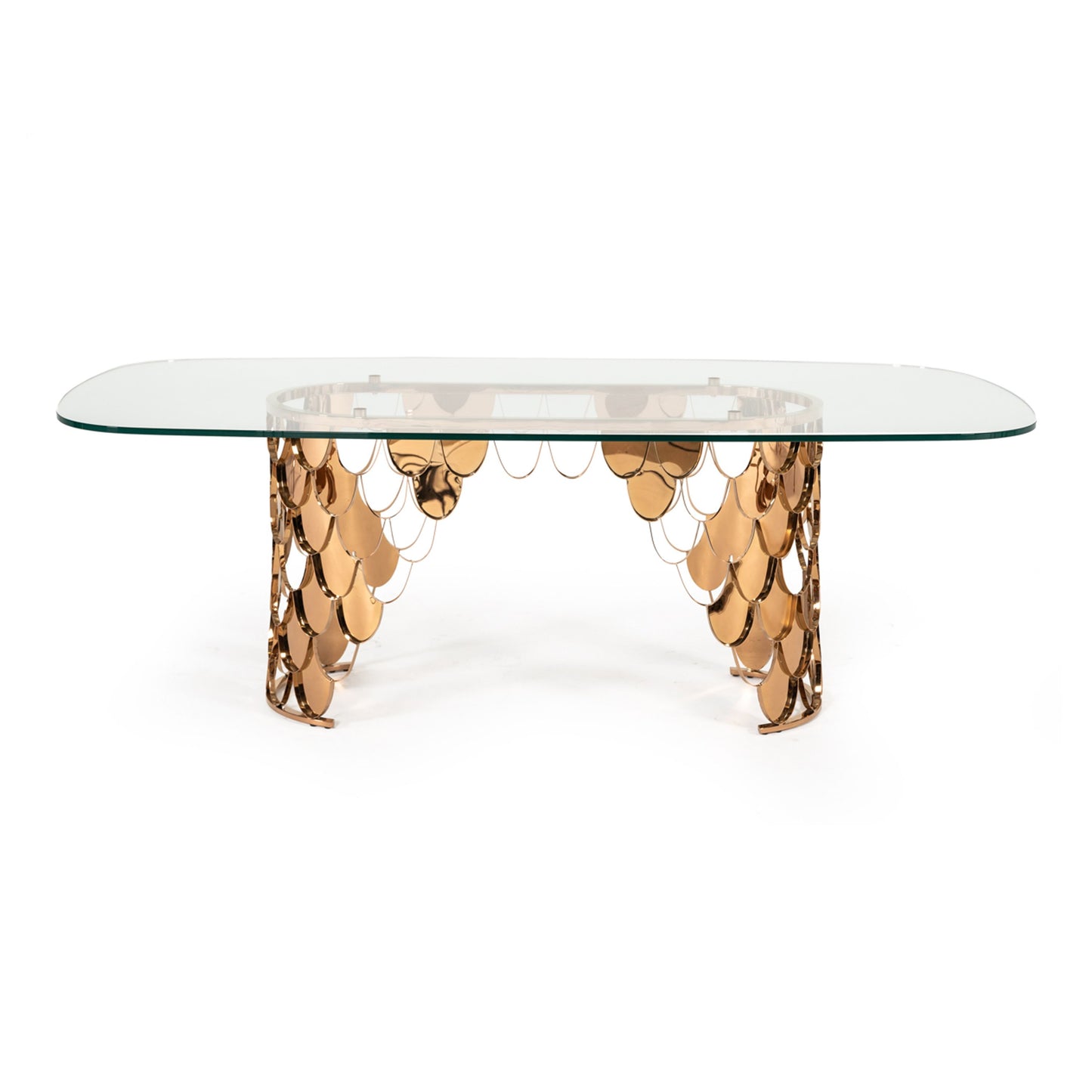 Javier Glass and Rose Gold Dining Table