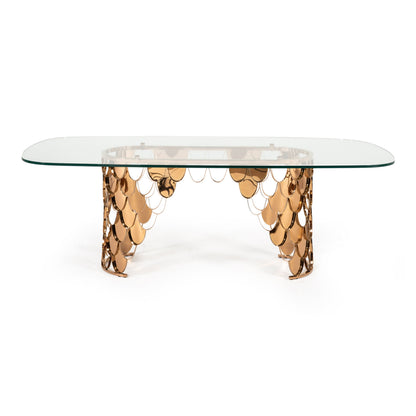 Javier Glass and Rose Gold Dining Table