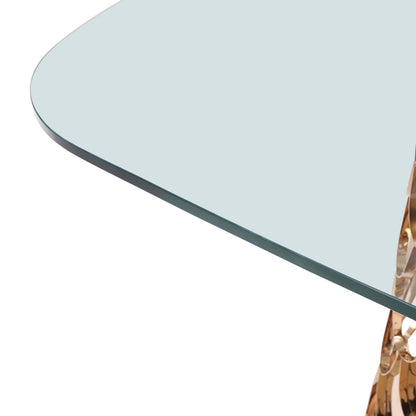 Javier Glass and Rose Gold Dining Table