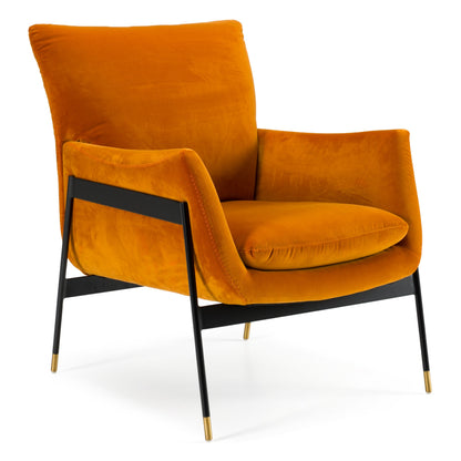 Joseph Orange Velour Accent Chair