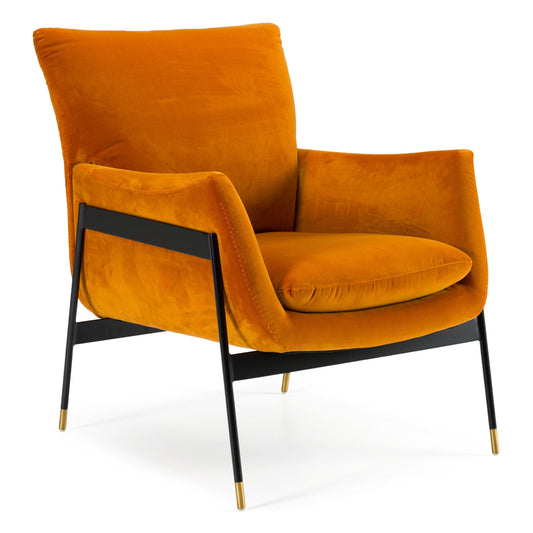 Joseph Orange Velour Accent Chair