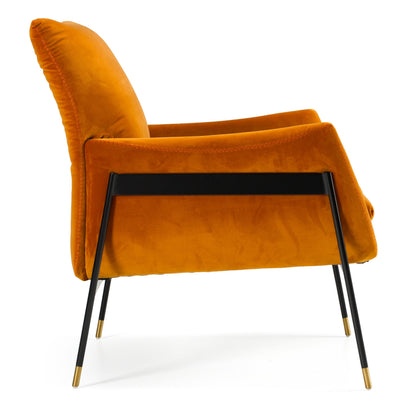 Joseph Orange Velour Accent Chair