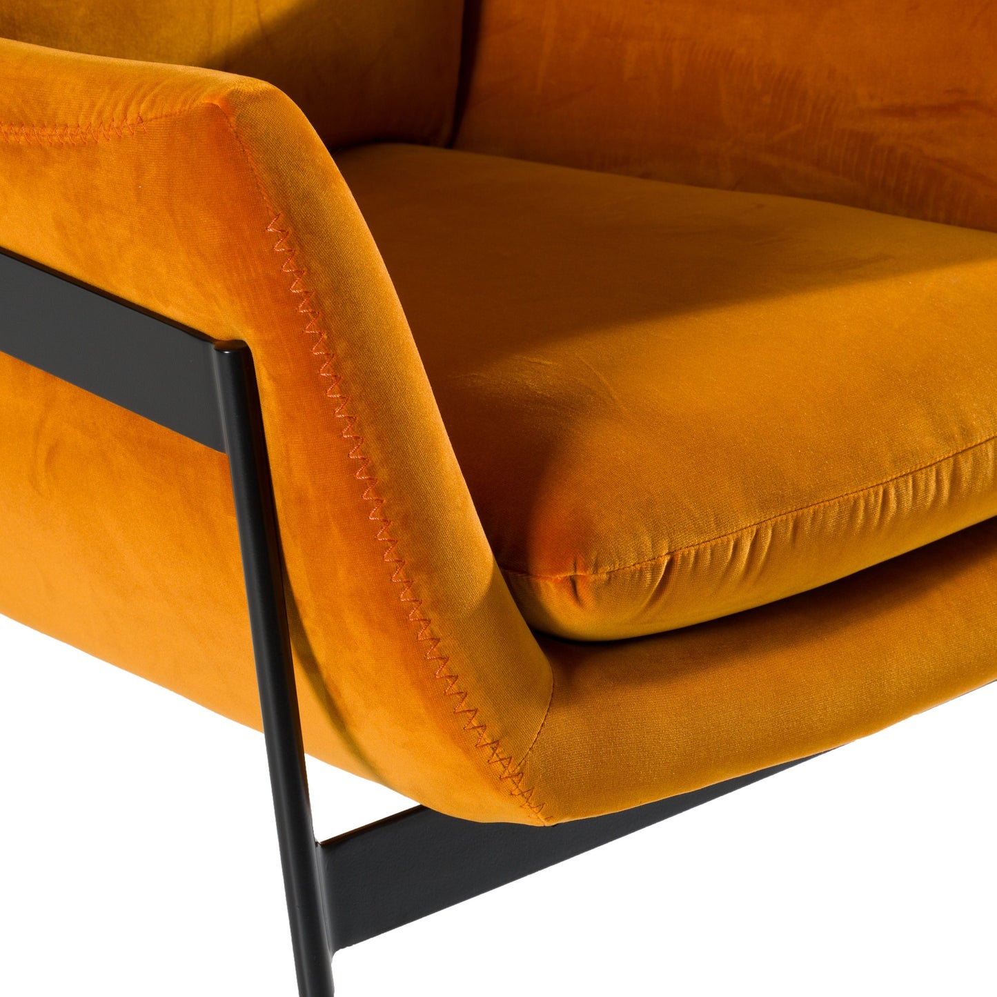 Joseph Orange Velour Accent Chair