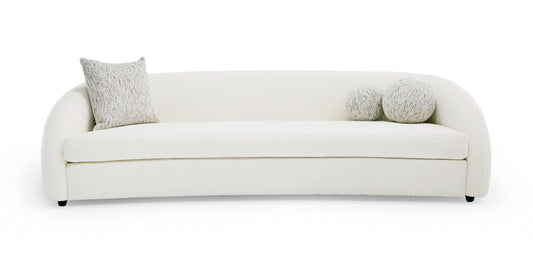 Modrest - Joshua Modern 4-Seater Curved White and Taupe Fabric Sofa