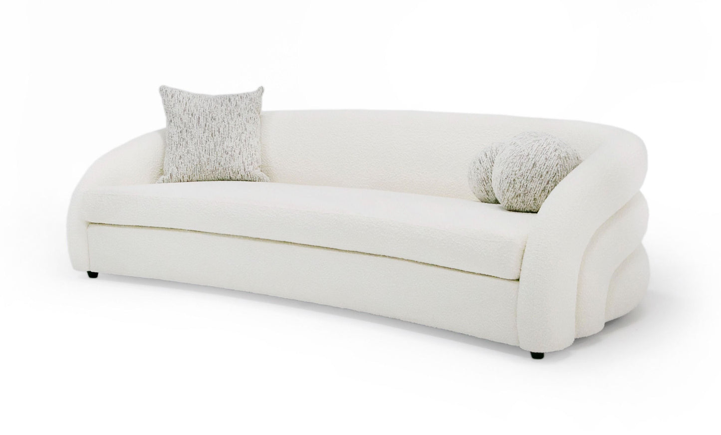 Modrest - Joshua Modern 4-Seater Curved White and Taupe Fabric Sofa