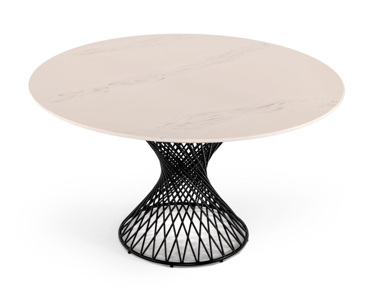 Modrest Joyce Modern Round White Cultured Marble Dining Table