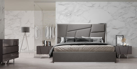 Modrest Chrysler Modern Grey Bonded Leather Bed