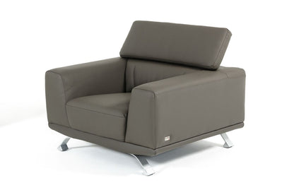 Divani Casa Brustle Modern Dark Grey Eco-Leather Chair for a Sleek and Sustainable Seating Option
