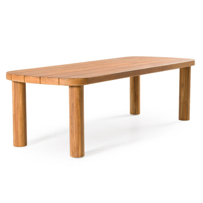 Kamari Outdoor Dining Set – Teak Wood Table with Grey Olefin Fabric Chairs