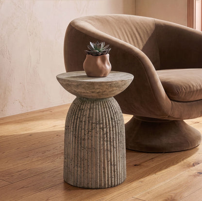 Katyal Modern Old Grey Fiberform End Table