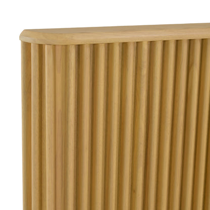 Kayce Modern Natural Oak Queen Bed with Panel Headboard and Slatted Support
