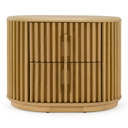 Kayce Modern Natural Oak 2‑Drawer Nightstand with Wood Pulls
