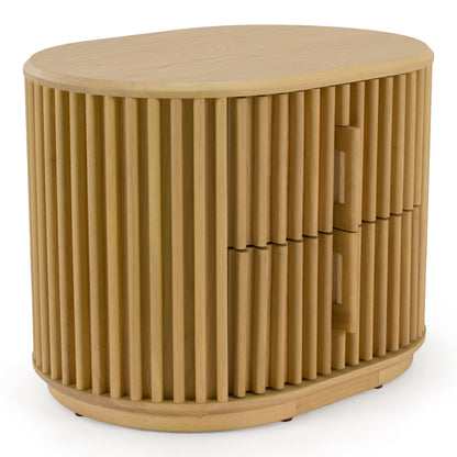 Kayce Modern Natural Oak 2‑Drawer Nightstand with Wood Pulls