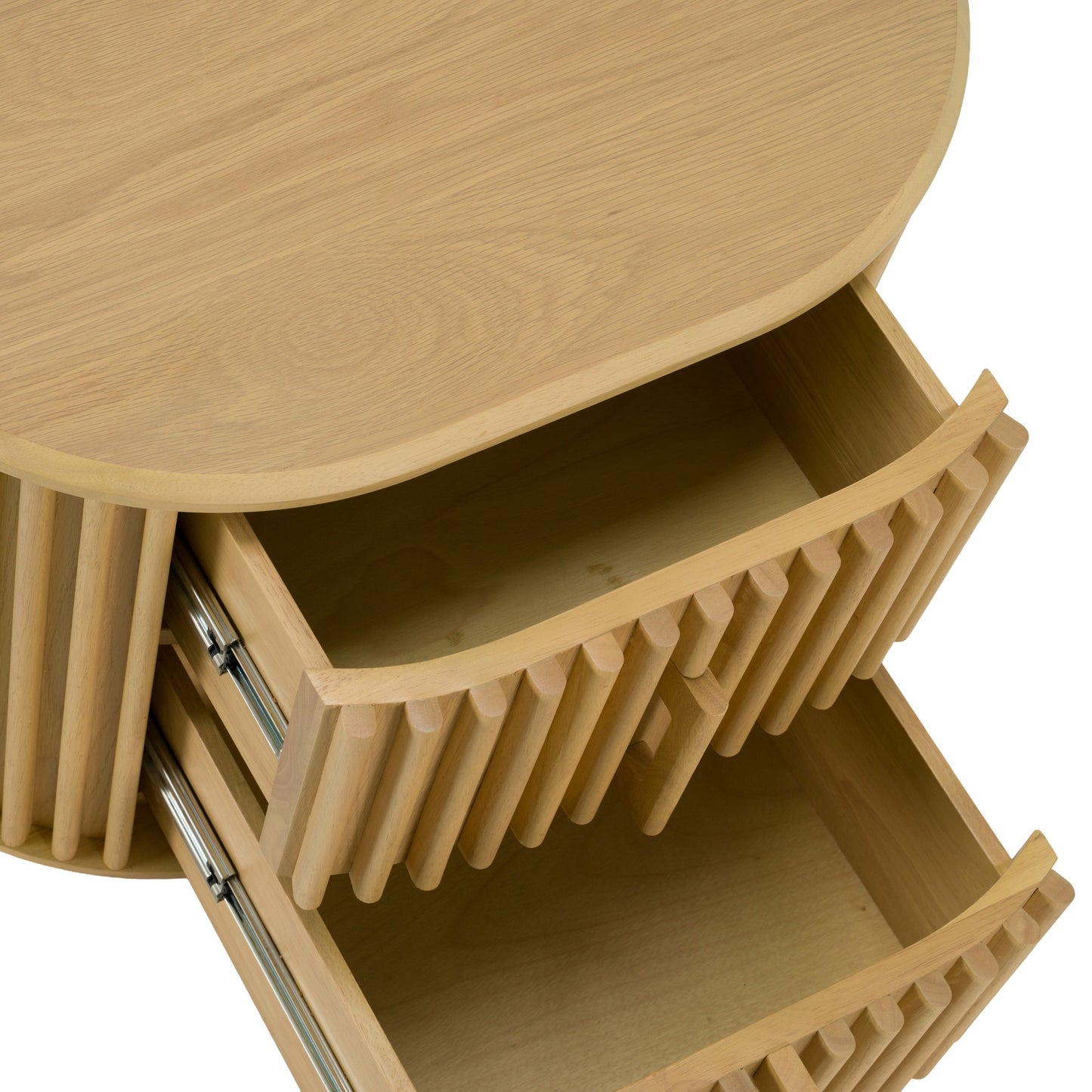 Kayce Modern Natural Oak 2‑Drawer Nightstand with Wood Pulls