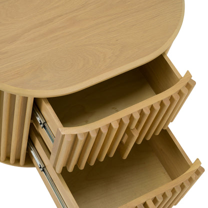 Kayce Modern Natural Oak 2‑Drawer Nightstand with Wood Pulls