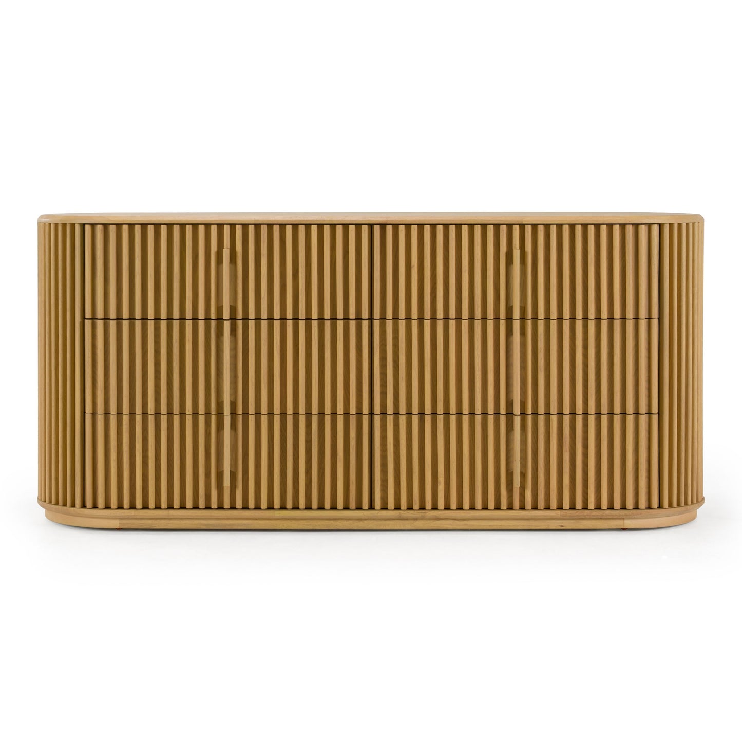 Kayce Modern Natural Oak 6‑Drawer Dresser with Wood Pulls
