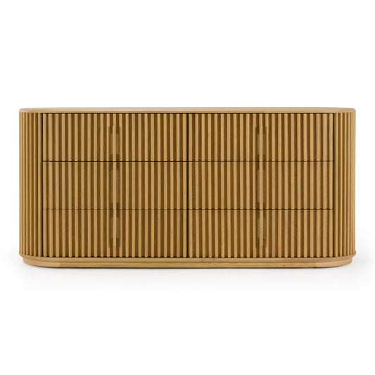 Kayce Modern Natural Oak 6‑Drawer Dresser with Wood Pulls