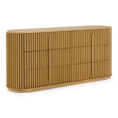Kayce Modern Natural Oak 6‑Drawer Dresser with Wood Pulls