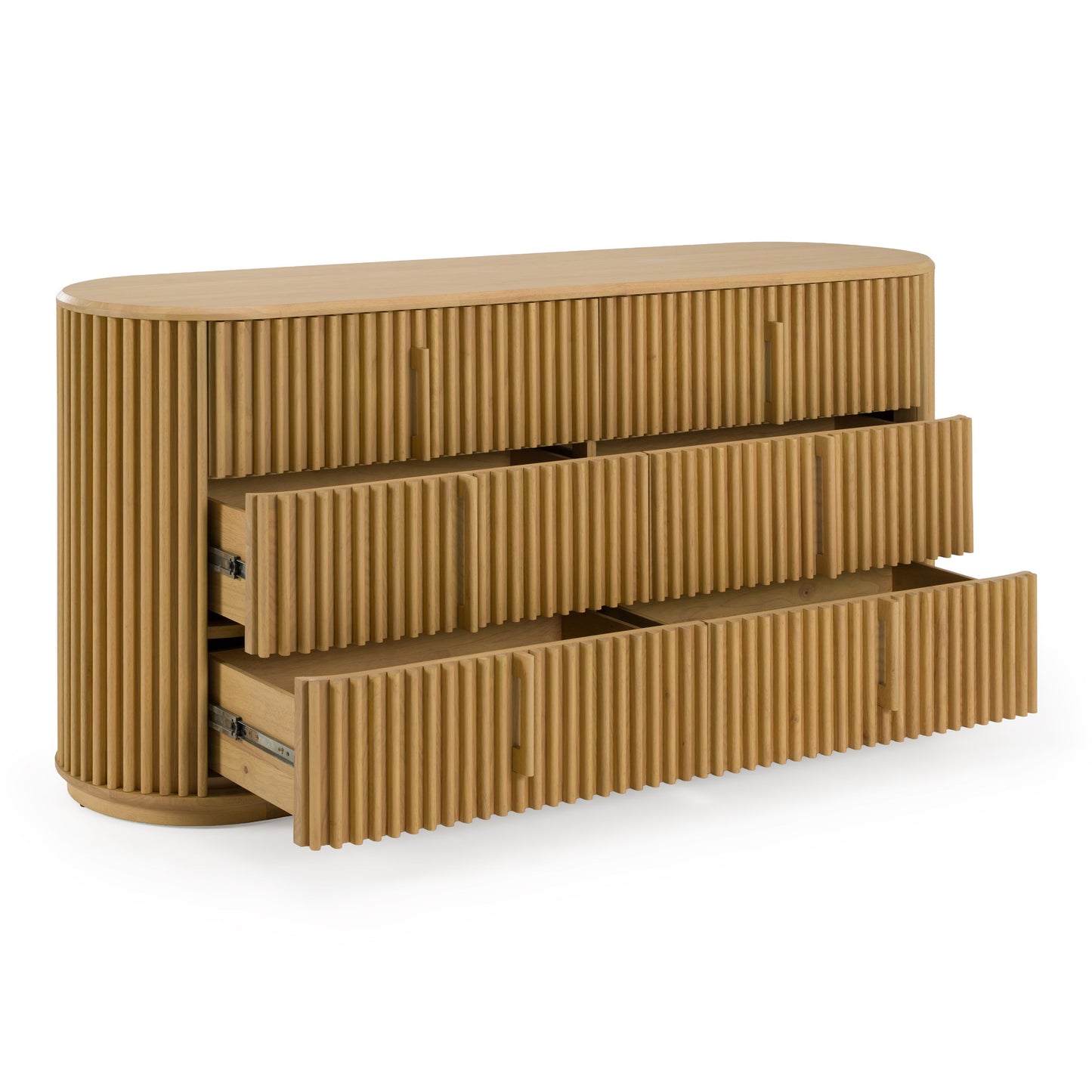 Kayce Modern Natural Oak 6‑Drawer Dresser with Wood Pulls