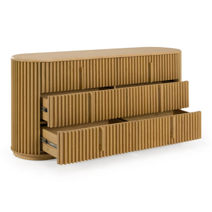Kayce Modern Natural Oak 6‑Drawer Dresser with Wood Pulls