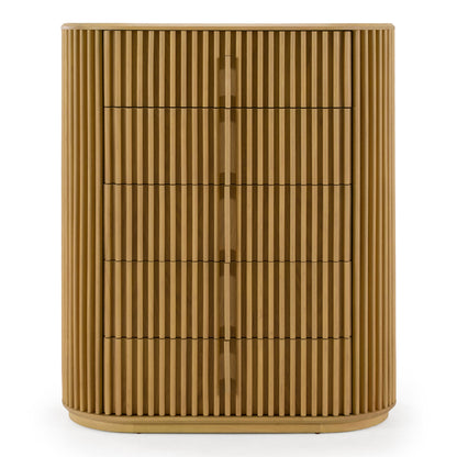 Kayce Modern Natural Oak 5‑Drawer Chest
