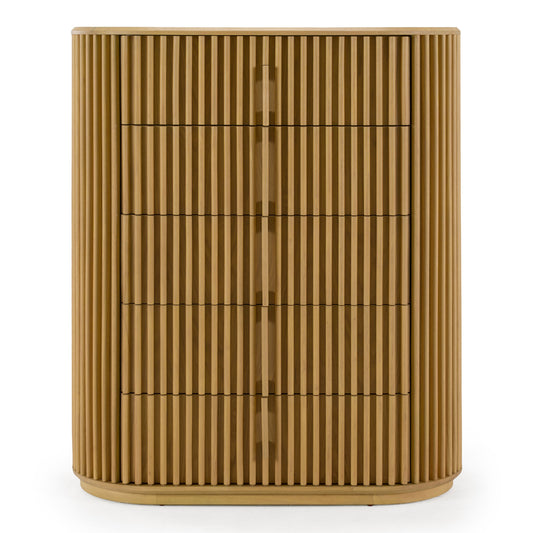 Kayce Modern Natural Oak 5‑Drawer Chest