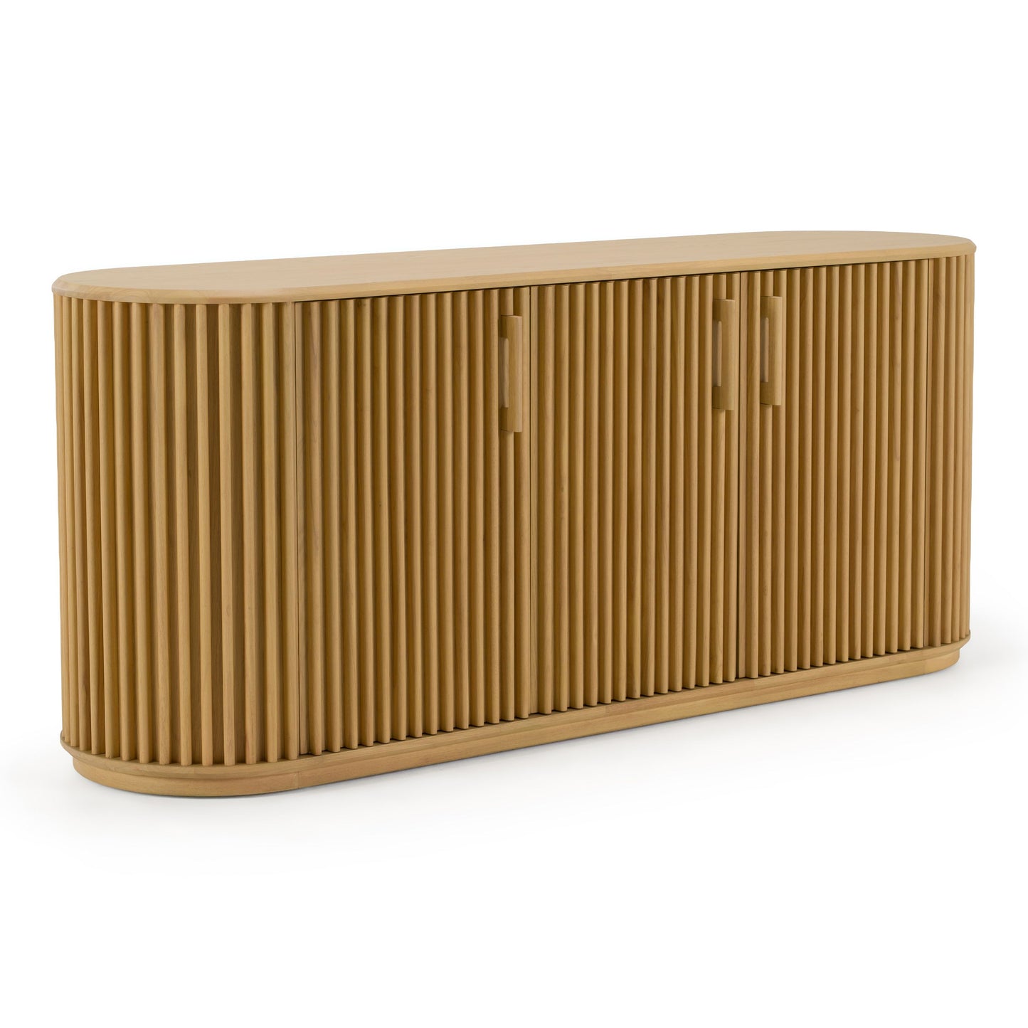 Kayce Modern Natural Oak 3‑Door Buffet with Interior Shelves