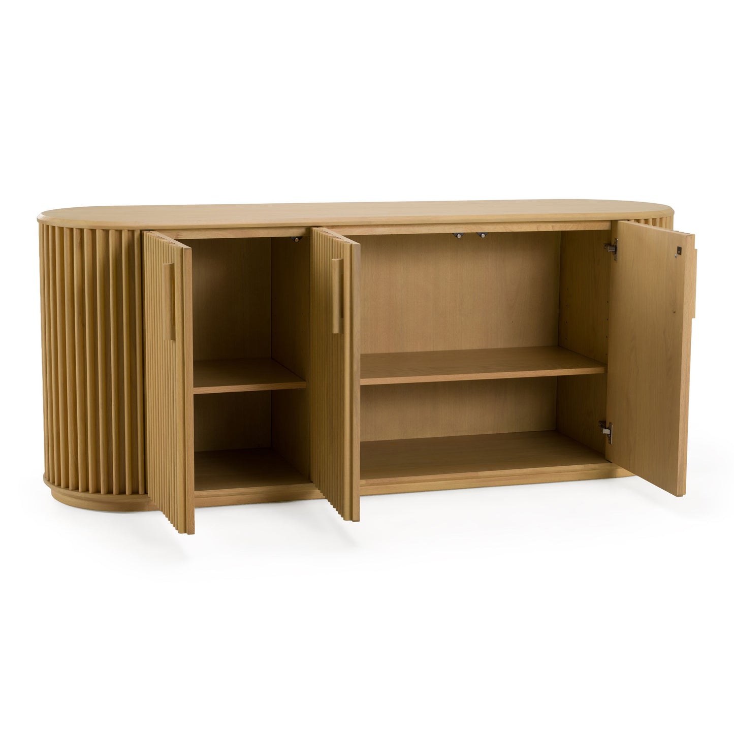 Kayce Modern Natural Oak 3‑Door Buffet with Interior Shelves