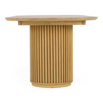 Kayce Modern Natural Oak Oval Dining Table with Double Pedestal Base
