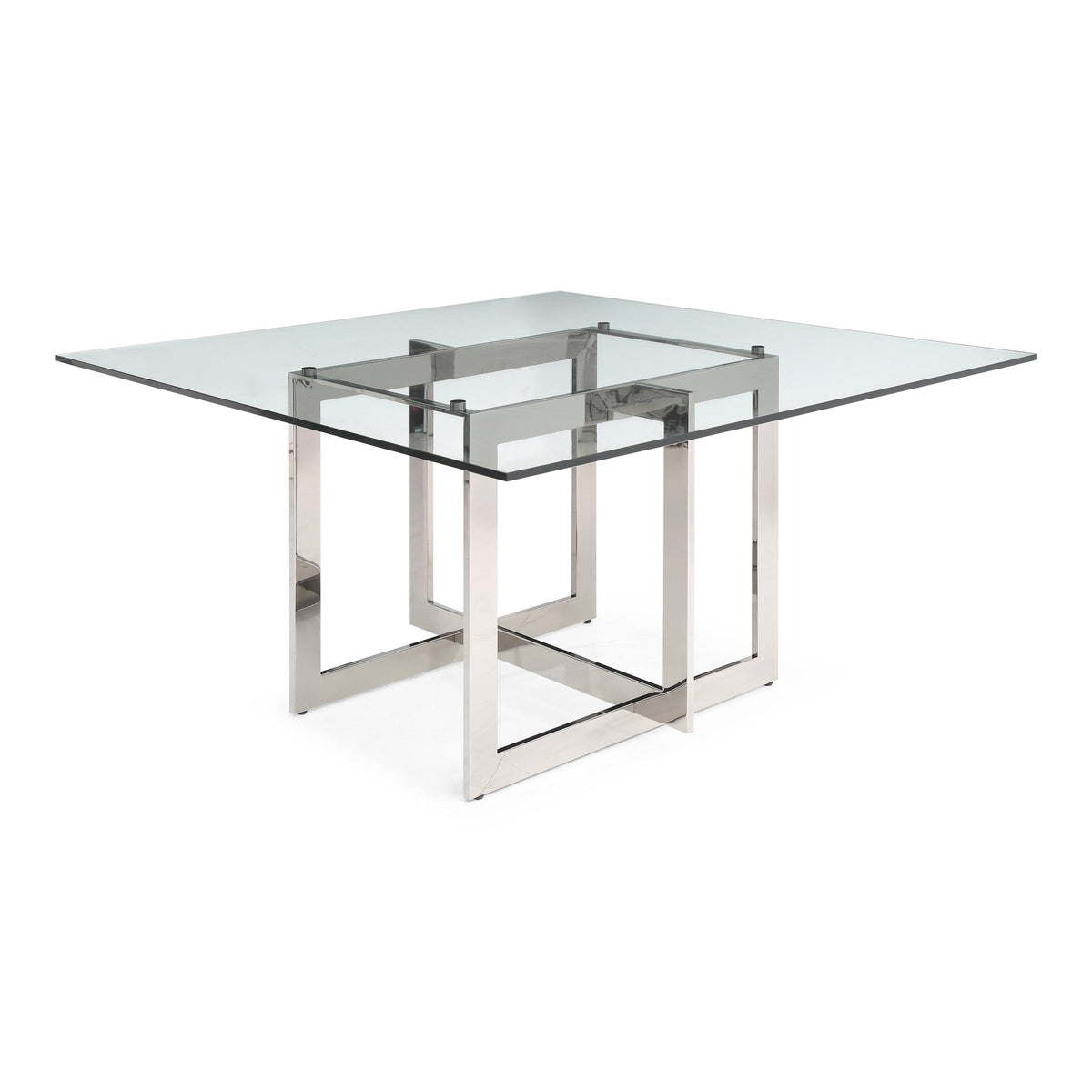 Keaton Square Glass and Stainless Steel Dining Table