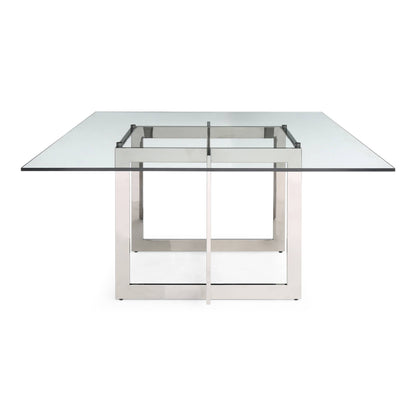 Keaton Square Glass and Stainless Steel Dining Table