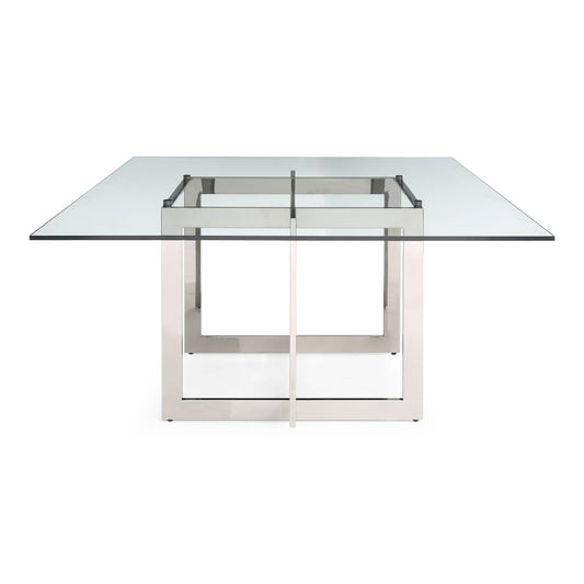Keaton Square Glass and Stainless Steel Dining Table