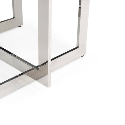 Keaton Square Glass and Stainless Steel Dining Table