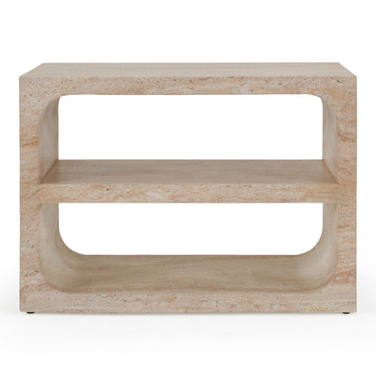 Kenya Modern Faux Travertine Concrete Nightstand