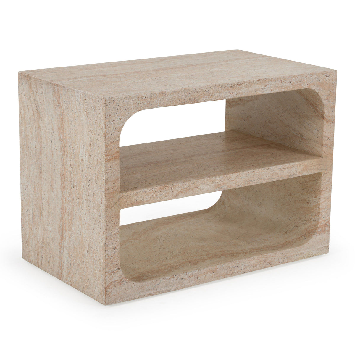 Kenya Modern Faux Travertine Concrete Nightstand