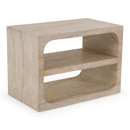 Kenya Modern Faux Travertine Concrete Nightstand