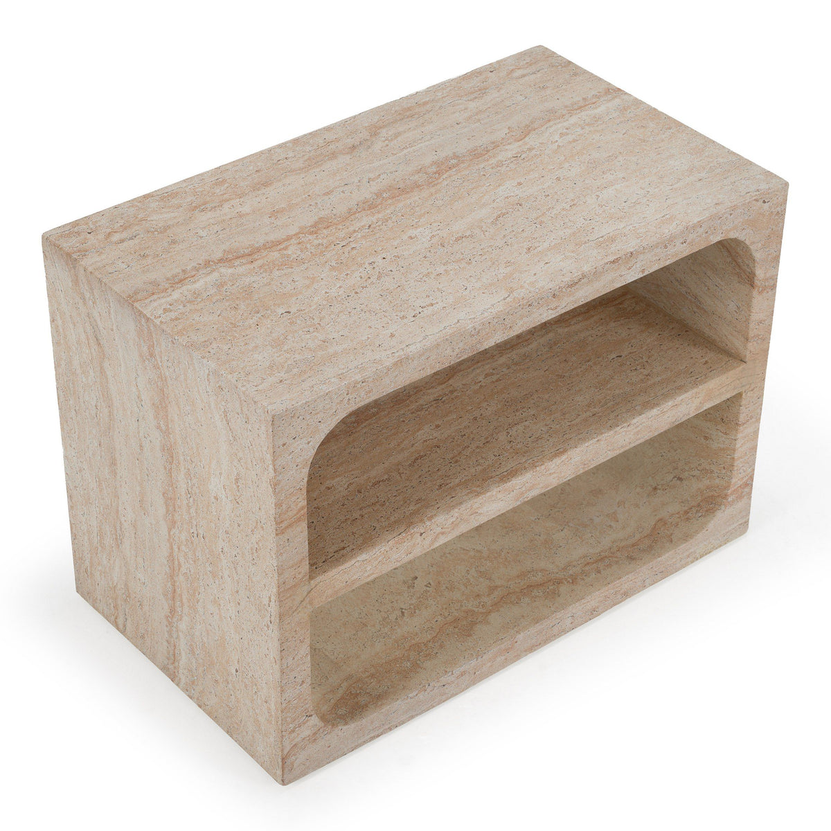 Kenya Modern Faux Travertine Concrete Nightstand