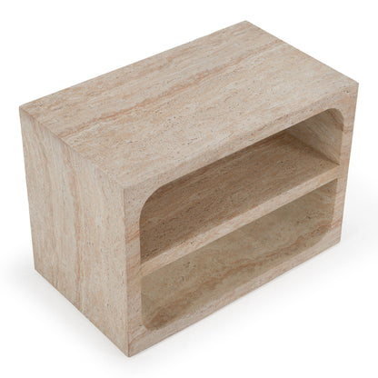 Kenya Modern Faux Travertine Concrete Nightstand