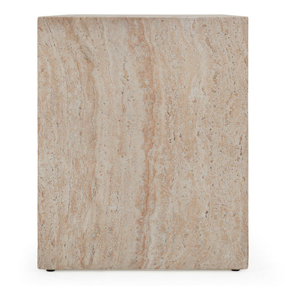 Kenya Modern Faux Travertine Concrete Nightstand