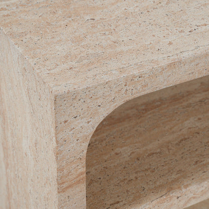 Kenya Modern Faux Travertine Concrete Nightstand