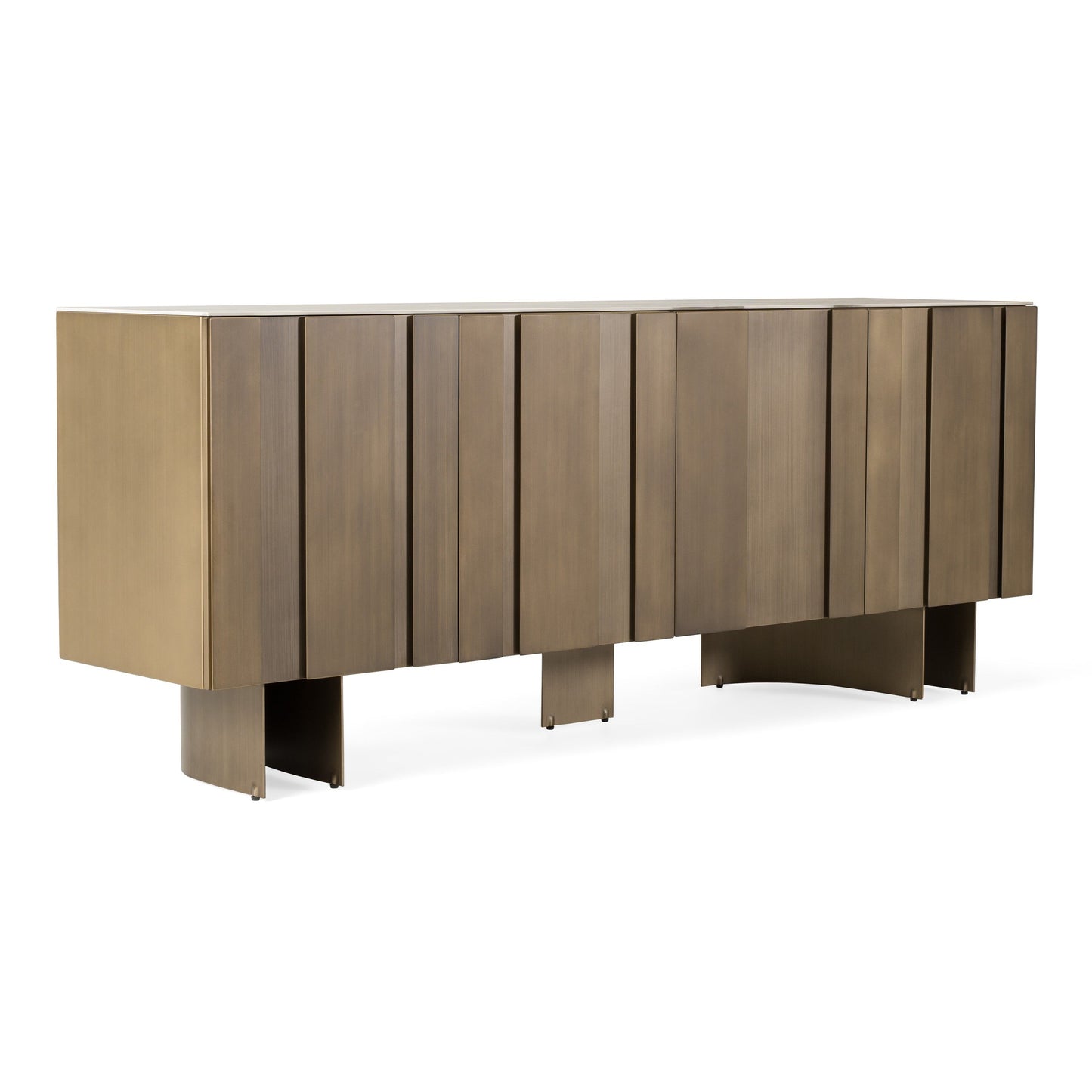 Kiefer Buffet – Faux Travertine Ceramic Top with Bronze Base