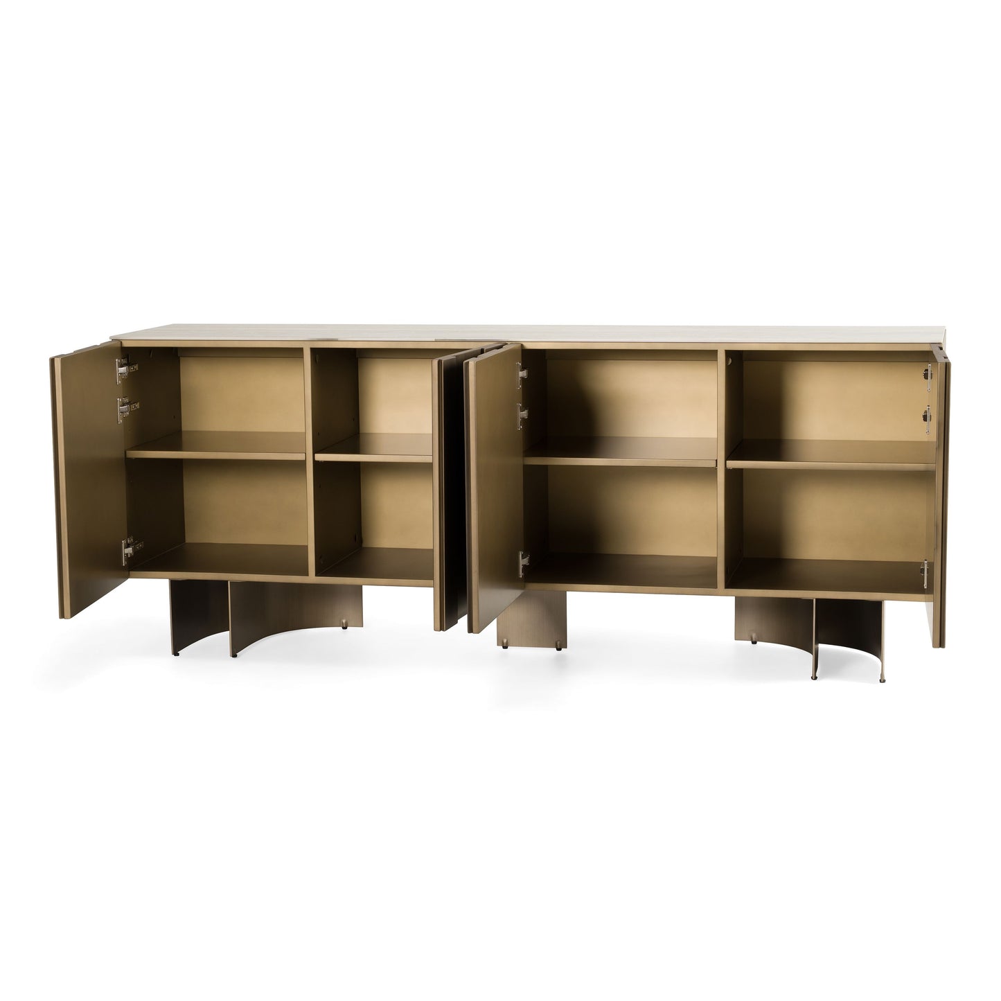Kiefer Buffet – Faux Travertine Ceramic Top with Bronze Base