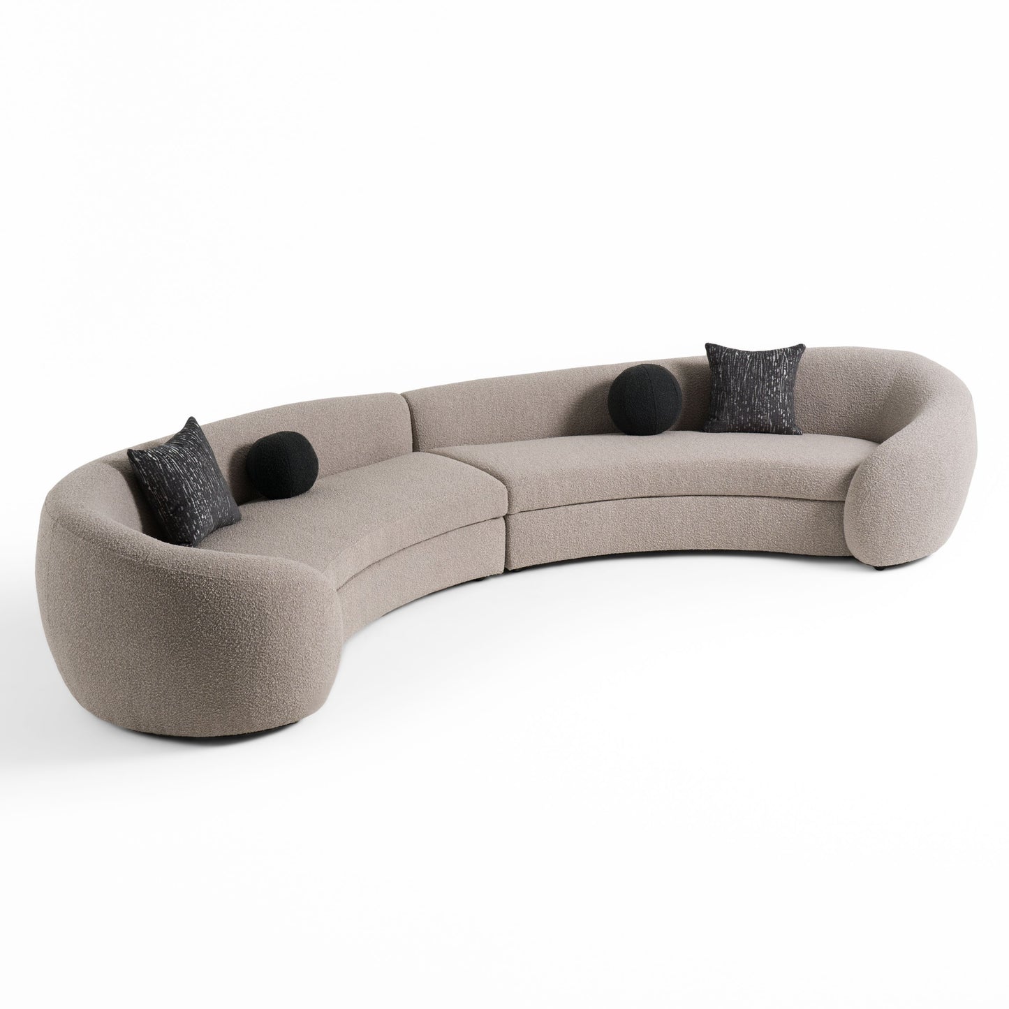 Modrest - Kilmer Modern Grey Curved Fabric Sectional Sofa