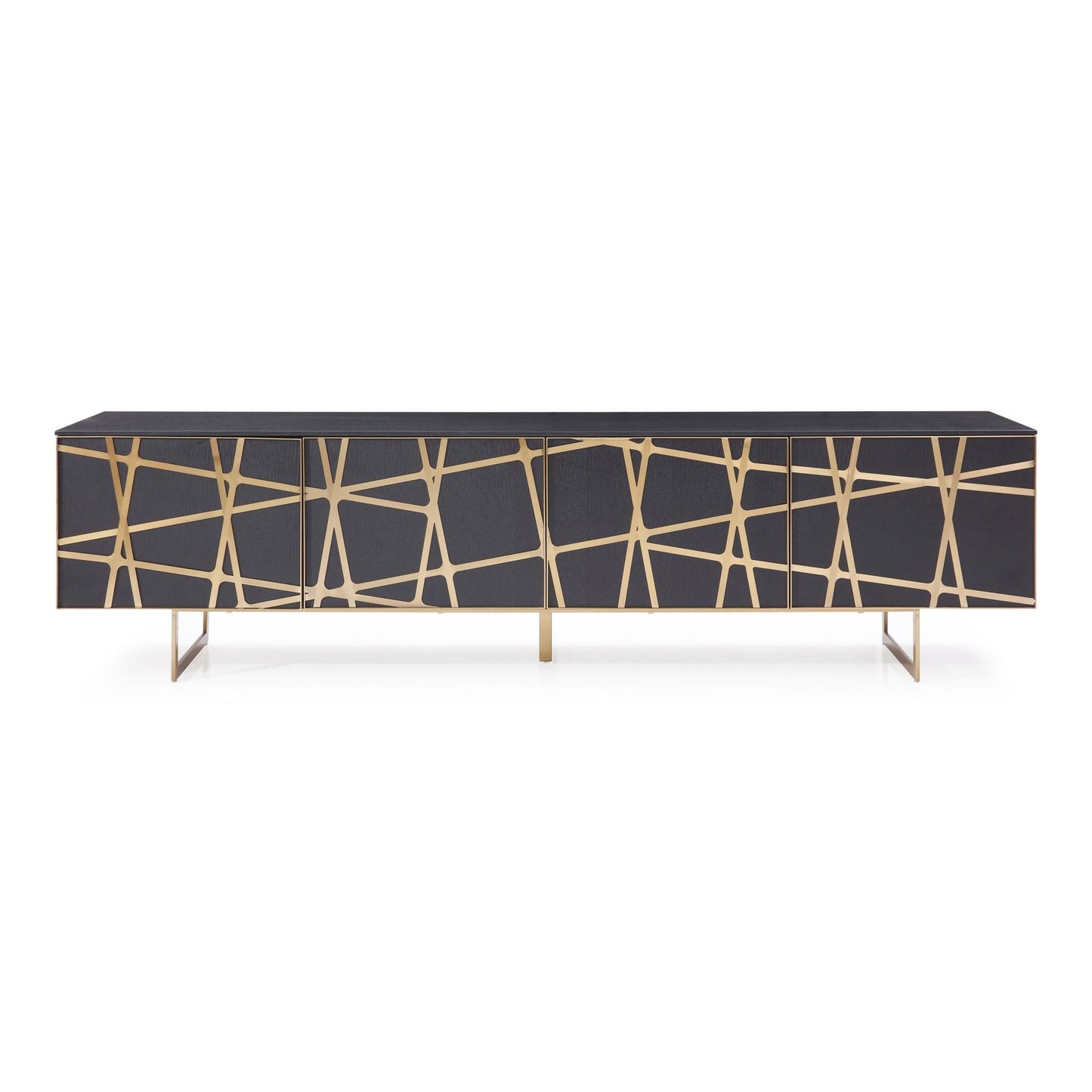 Kilson Black Oak and Champagne Gold 4-Door Media Console