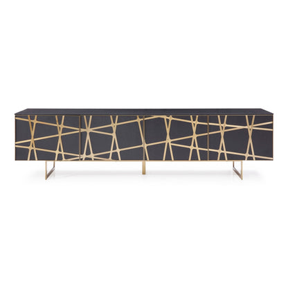 Kilson Black Oak and Champagne Gold 4-Door Media Console