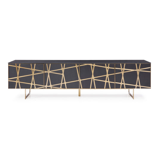 Kilson Black Oak and Champagne Gold 4-Door Media Console